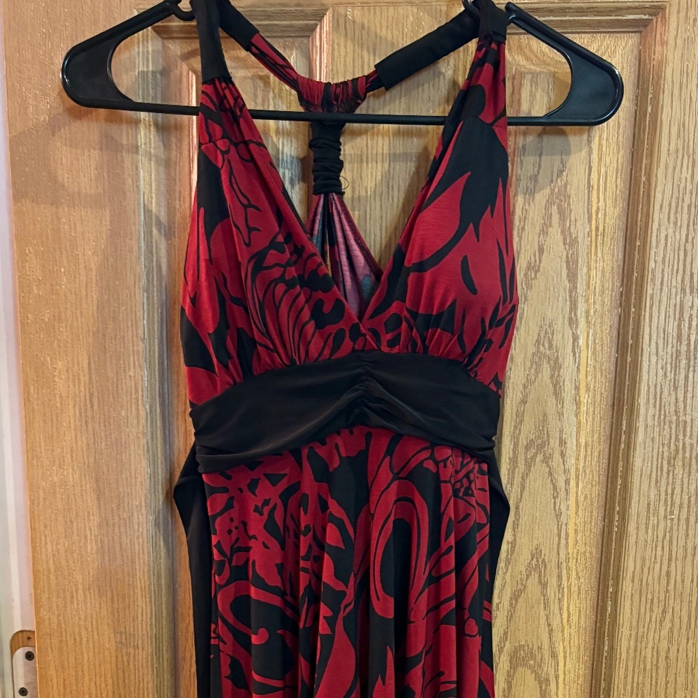 Dark red and black floral dress